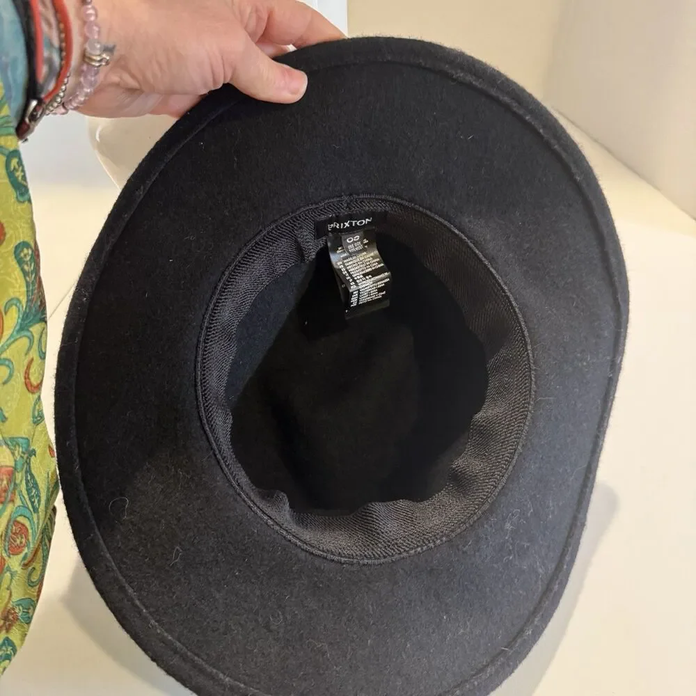 BRIXTON Fedora Felted Wool Black Hat One Size Hat Band